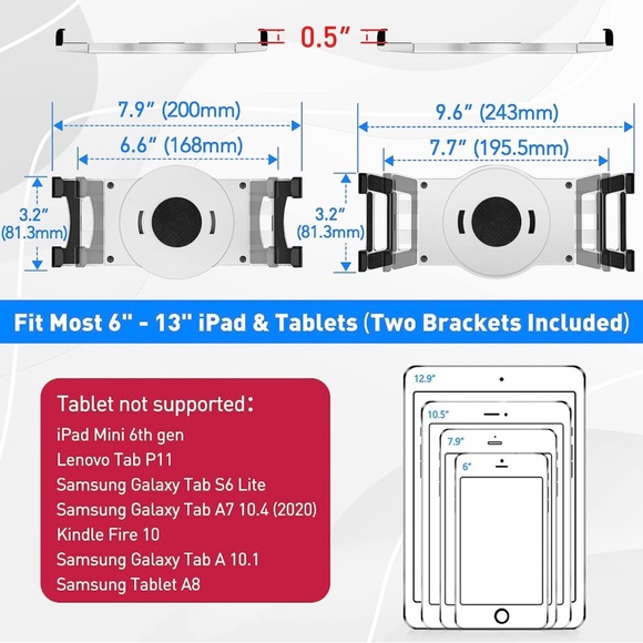 AboveTEK Tablet Wall Mount, Swivel 360° Rotating Holder Fits 6-13" Tablets - NWT - Picture 2 of 10